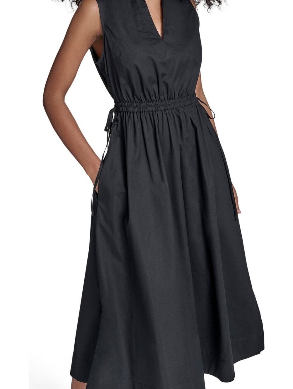 Calvin KLEIN Sleeveless NAVY Drawstring Waist Maxi Dress